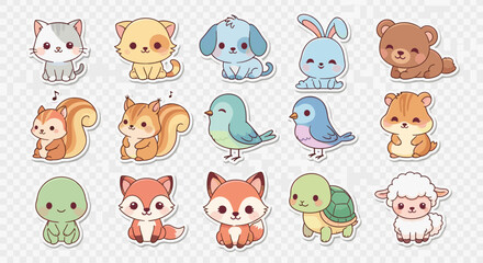 Adorable Kawaii Animals Collection Featuring Cute Kittens Puppies Bunnies Bears Squirrels Birds Hamsters Foxes Turtles and Sheep