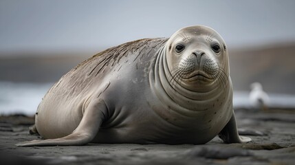 Obraz premium Closeup shot photograph of seal, animal, seal, horizontal, photography, cute, no people, animal wildlife, animals in the wild, elephant seal, 