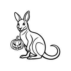 kagaroo and halloween pumpkin  with an vector illustration