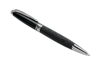Elegant black ballpoint pen isolated on black background