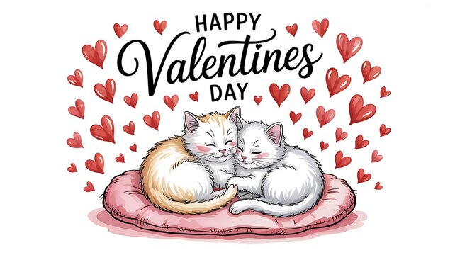 Cute Couple of Cats Happy Valentines Day Card