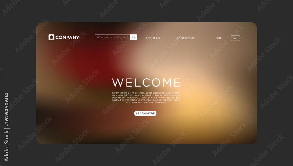 Aufkleber modern company welcome page design with inviting blurred background and clean interface elements