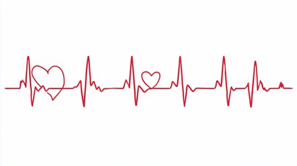 Red heart symbols overlaid on a simple EKG heart rate line graph