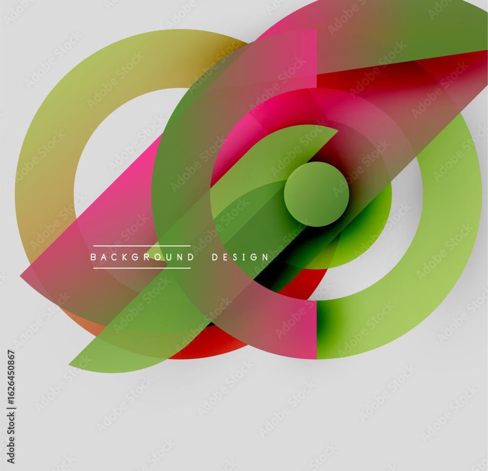 Poster abstract colorful shapes overlap, creating dynamic visual effect. modern design elements suggest ene