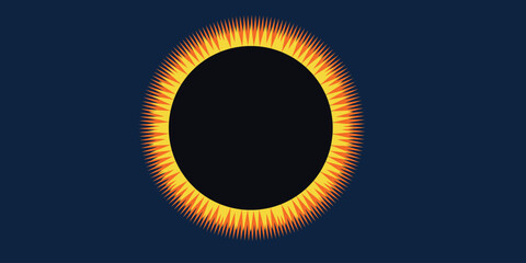 Solar Eclipse Icon – Celestial Event Illustration with Glowing Corona