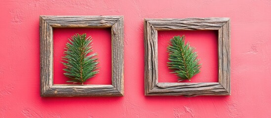 Christmas wreath hanging on a window during winter holiday