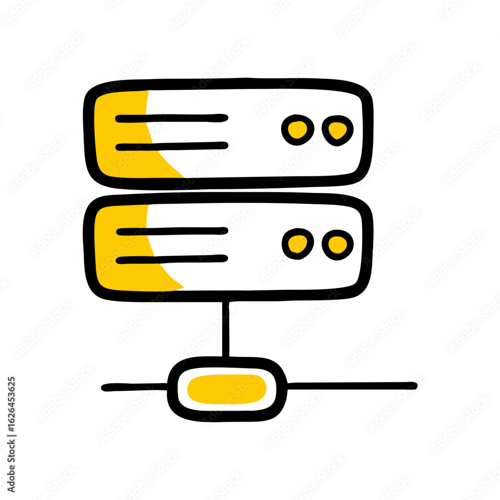Poster data server rack hand drawing icon for web and graphic design