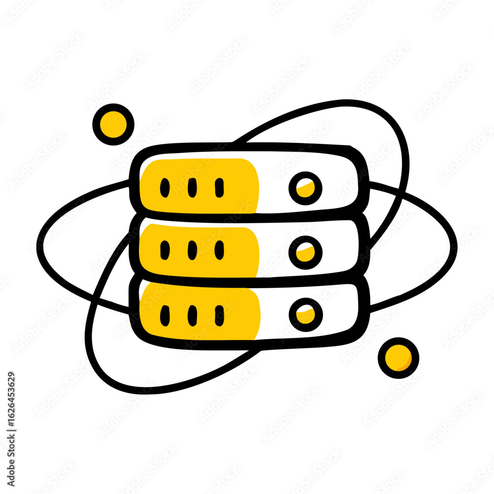 Poster cloud data server hand drawing icon for web and graphic design