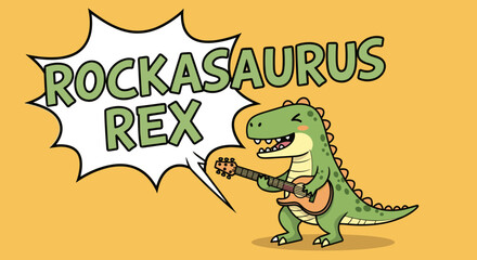 Rockasaurus Rex a Fun Dinosaur Playing Guitar and Singing