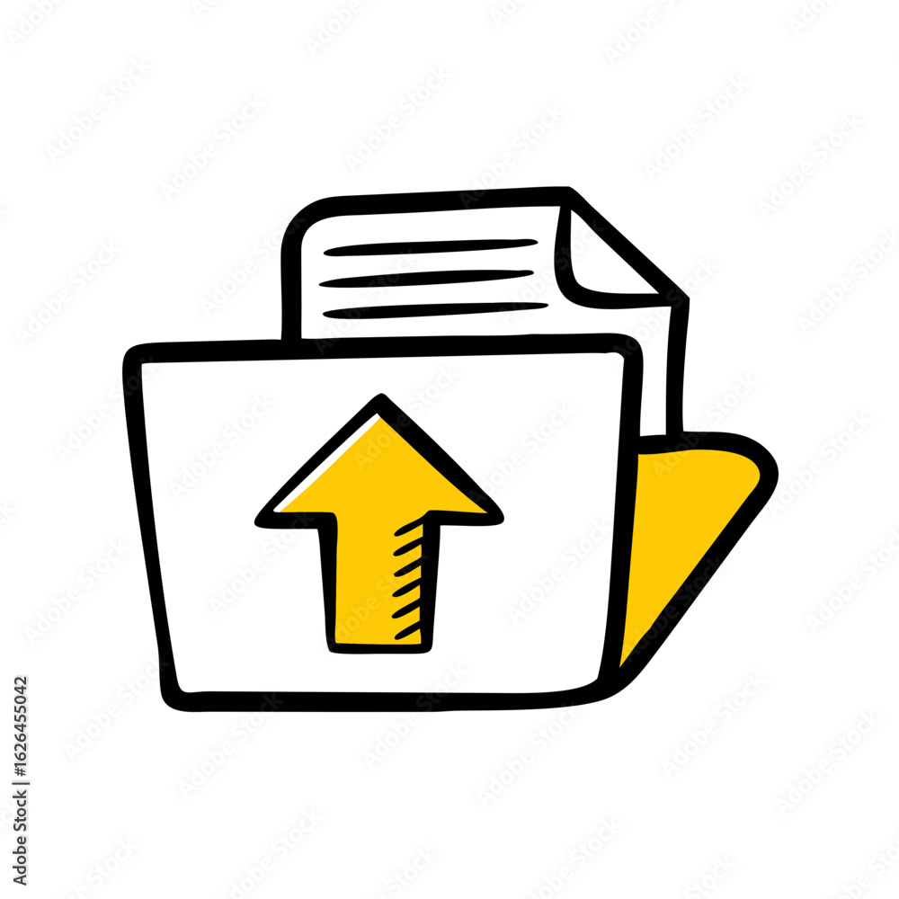 Poster upload file symbol hand drawing icon for web and graphic design