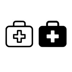 Obraz premium First Aid Kit Icons with Outline and Solid Styles 