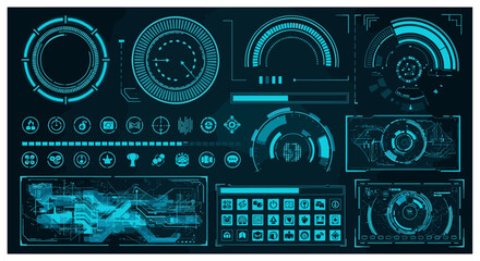 Futuristic Digital Interface Elements for Technology and Science