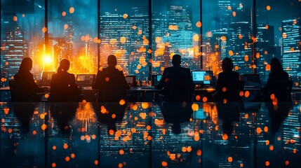 Night meeting in a city office