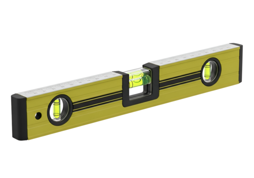 A yellow construction level against a black background.
