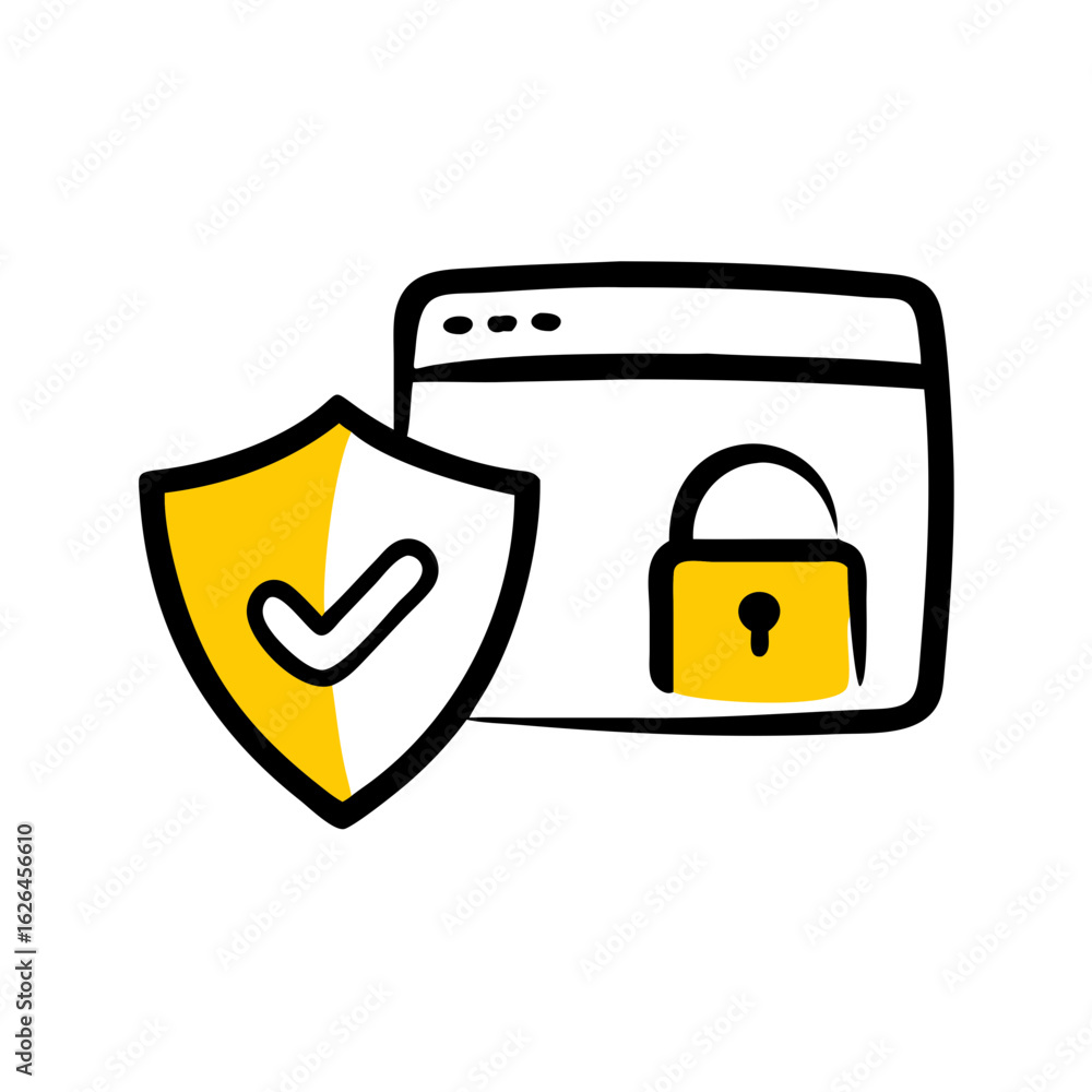Poster internet security hand drawing icon for web and graphic design