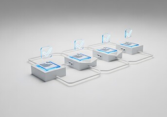 Abstract futuristic technology network with glowing blue elements and data connections