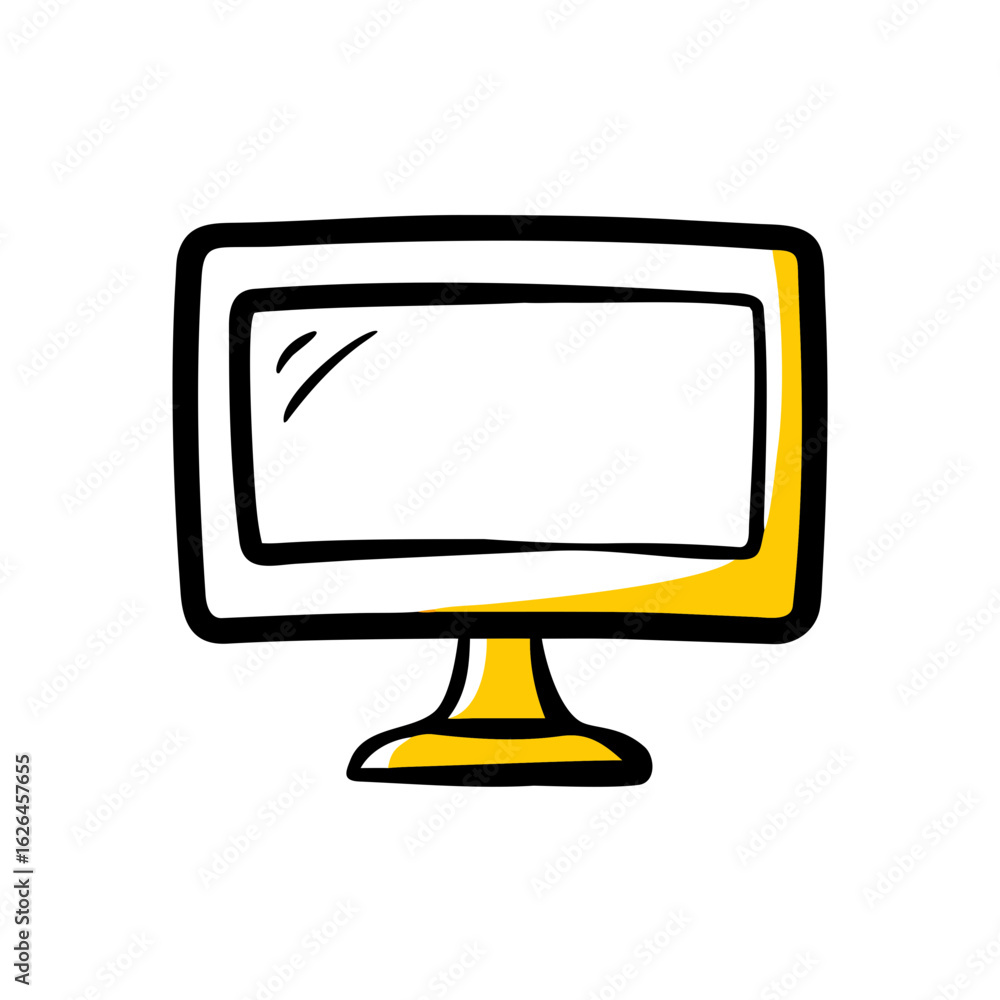 Poster computer monitor hand drawing icon for web and graphic design