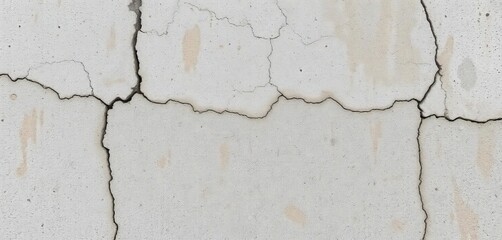 Obraz premium Rough, textured cement wall background, showing cracks and discoloration, background, close-up