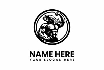 Powerful Elephant Mascot Logo Design for Fitness.