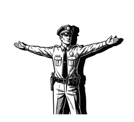 Obraz premium Police Officer Stopping Traffic