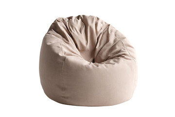 Cream-colored beanbag chair, rounded, soft