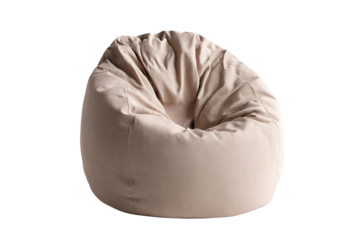 Cream-colored beanbag chair, rounded, soft