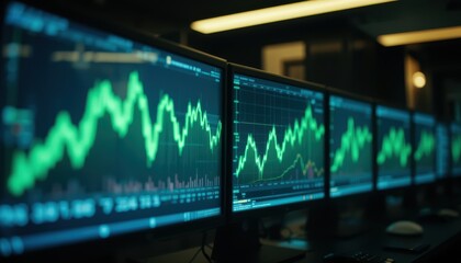 Stock market charts showing a positive trend