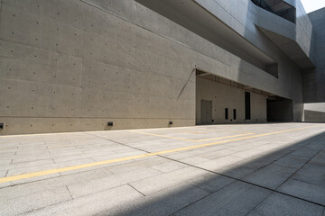 empty ground with modern building made with concrete