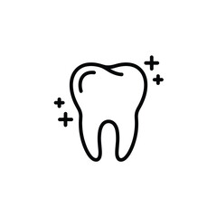 Clean healthy tooth icon with sparkling stars for dental hygiene and care