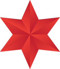 Red Geometric Eight-Pointed Star with Folded 3D Texture Design