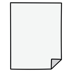 Hand-drawn cartoon a clean sheet of paper with a folded corner on a white background.
