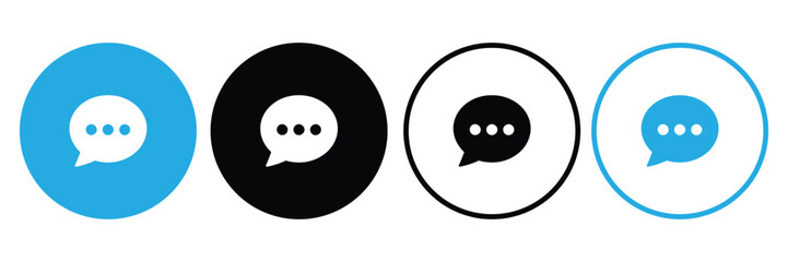text message icon set vector on white background. chat, message, text, bubbles, speech, talk, messaging, flat, dot, user, conversation, app, private, software, website, symbol.