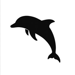Fototapeta premium Black dolphin silhouette jumping isolated on white background marine animal icon design vector illustration