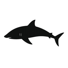Fototapeta premium Silhouette of a shark swimming underwater ocean sea marine life predator fish wildlife animal aquatic creature vector illustration