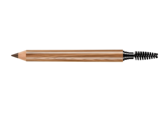 Wooden-textured eyebrow pencil with brush attachment.