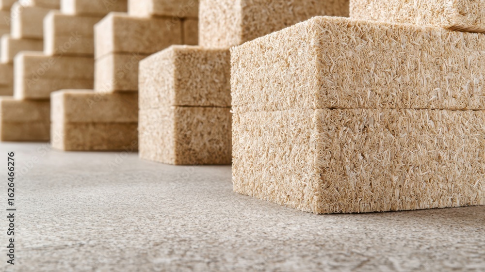 Poster eco brand digital and promotion concept. textured blocks arranged in a geometric pattern on a surfac
