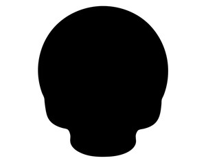 Isolated black silhouette of a skull on a white background, simple design
