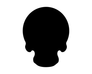Simple black and white skull silhouette with rounded head and jawline