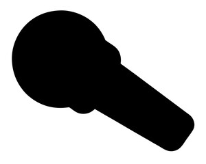 Simple black silhouette of a microphone and related stage or studio equipment