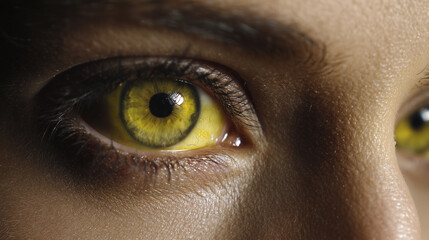 Naklejka premium Close-Up of Yellow Eyes Indicating Jaundice or Hepatitis