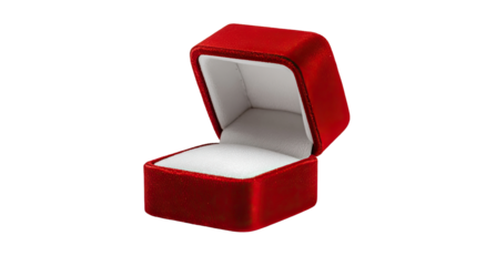 Open red velvet jewelry box
