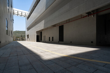 empty ground with modern building made with concrete