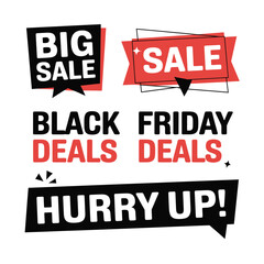 Fototapeta premium Set of Minimalist Black Friday Sale Banners Featuring Big Offers and Limited Time Promotions – Vector Illustration Collection 