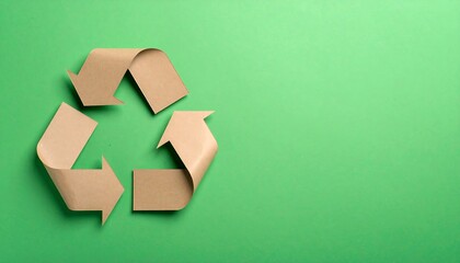 Recycled Paper Recycling Symbol on Green Background