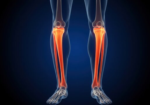 Anatomical illustration of human lower legs and shin bones