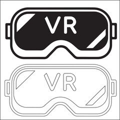 VR Headset Icon. vr glass icon and Solid & Outline Vector for Virtual Reality Technology