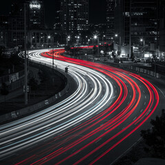 Futuristic AI Traffic Control: Optimizing Urban Flow with Neon Lights in Black and White.