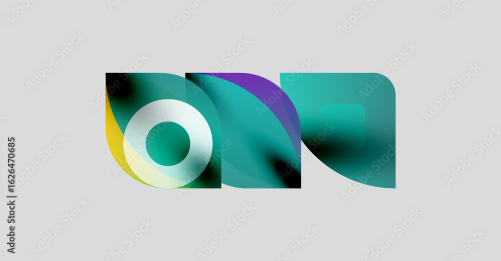Poster abstract colorful shapes overlap, creating dynamic visual effect. modern design, gradients present, 