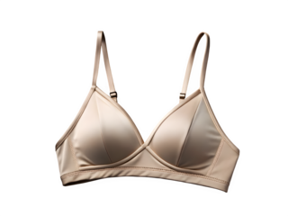 Taupe colour bikini bra isolated on transparent background. Beautiful design and fashionable clothes for women. 