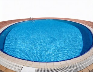 blue water swimming pool with blue tiles isolated on white or transparent